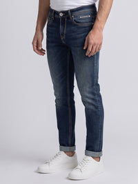 Med Blue Low-Rise Ankle Length Stretch Jeans