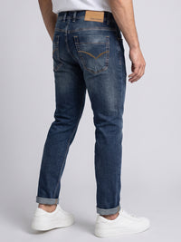 Med Blue Low-Rise Ankle Length Stretch Jeans