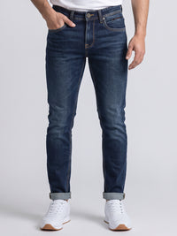 Med Blue Low-Rise Ankle Length Stretch Jeans
