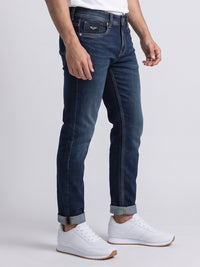 Med Blue Low-Rise Ankle Length Stretch Jeans