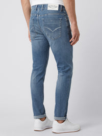 Med Blue Low-Rise Ankle Length Stretch Jeans