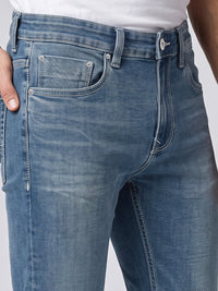 Med Blue Low-Rise Ankle Length Stretch Jeans