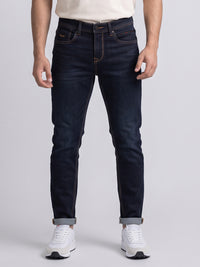 Dark Blue Low-Rise Ankle Length Stretch Jeans