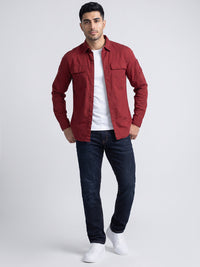 Dark Blue Mid-Rise Slim Straight Fit Stretch Jeans