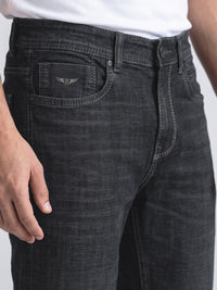 Dark Blue Mid-Rise Slim Straight Fit Stretch Jeans
