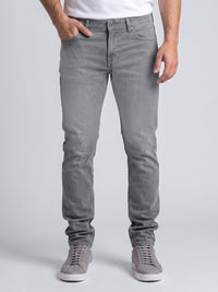 Light Grey Mid-Rise Slim Straight Fit Stretch Jeans