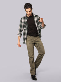Dark Olive Midrise, Comfort And Straight Fit Stretch Jeans