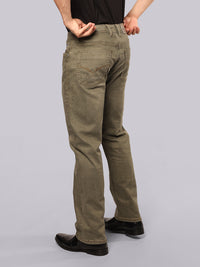 Dark Olive Midrise, Comfort And Straight Fit Stretch Jeans