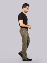 Dark Olive Midrise, Comfort And Straight Fit Stretch Jeans