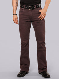 Med Wine Mid Rise Loose Boot Leg Stretch Jeans