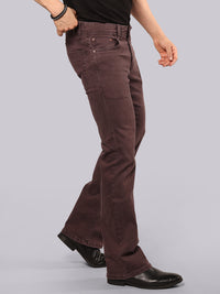 Med Wine Mid Rise Loose Boot Leg Stretch Jeans