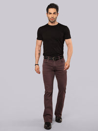 Med Wine Mid Rise Loose Boot Leg Stretch Jeans