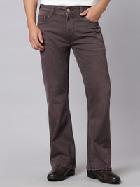 Med Wine Mid Rise Cropped Length Loose Boot Leg Stretch Jeans