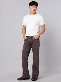 Med Wine Mid Rise Cropped Length Loose Boot Leg Stretch Jeans