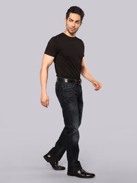 Dark Blue Midrise, Comfort And Straight Fit Stretch Jeans
