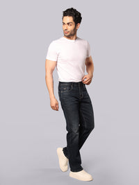 Dark Blue Midrise, Comfort And Straight Fit Stretch Jeans