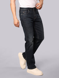 Dark Blue Midrise, Comfort And Straight Fit Stretch Jeans