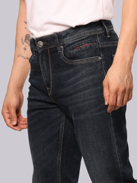 Dark Blue Midrise, Comfort And Straight Fit Stretch Jeans
