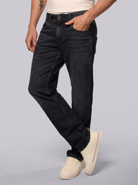Dark Blue Midrise, Comfort And Straight Fit Stretch Jeans