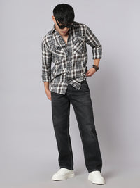 Charcoal Midrise, Comfort And Straight Crop Length Stretch Jeans