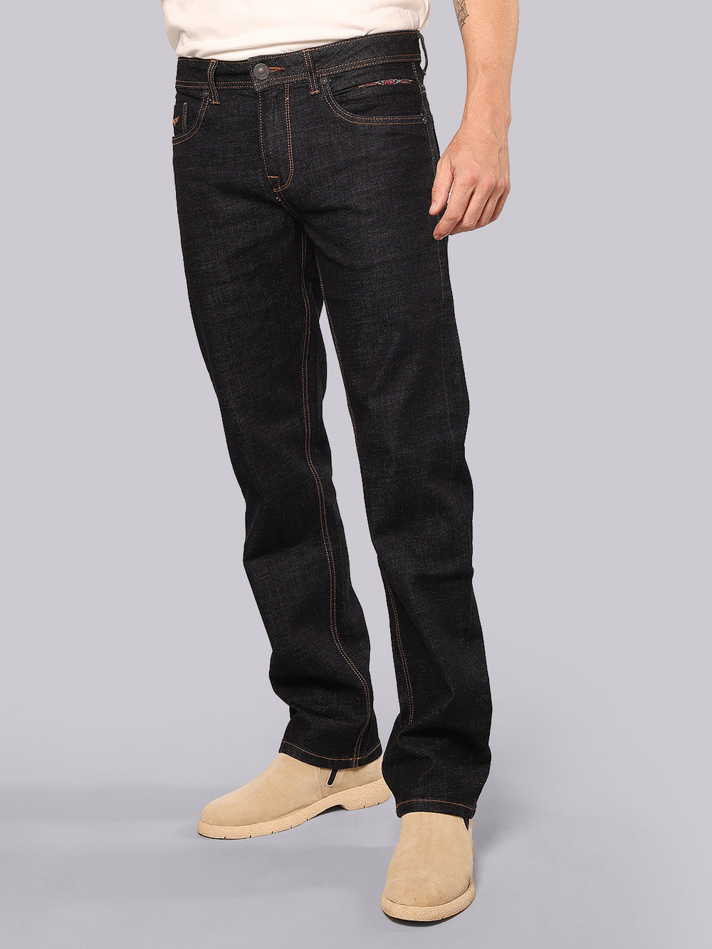 Dark Blue Midrise, Comfort And Straight Fit Stretch Jeans