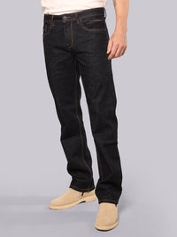 Dark Blue Midrise, Comfort And Straight Fit Stretch Jeans