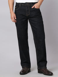 Dark Blue Midrise, Comfort And Straight Crop Length Stretch Jeans