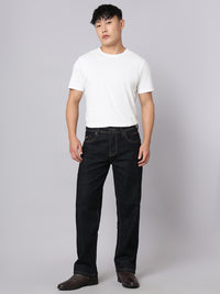 Dark Blue Midrise, Comfort And Straight Crop Length Stretch Jeans