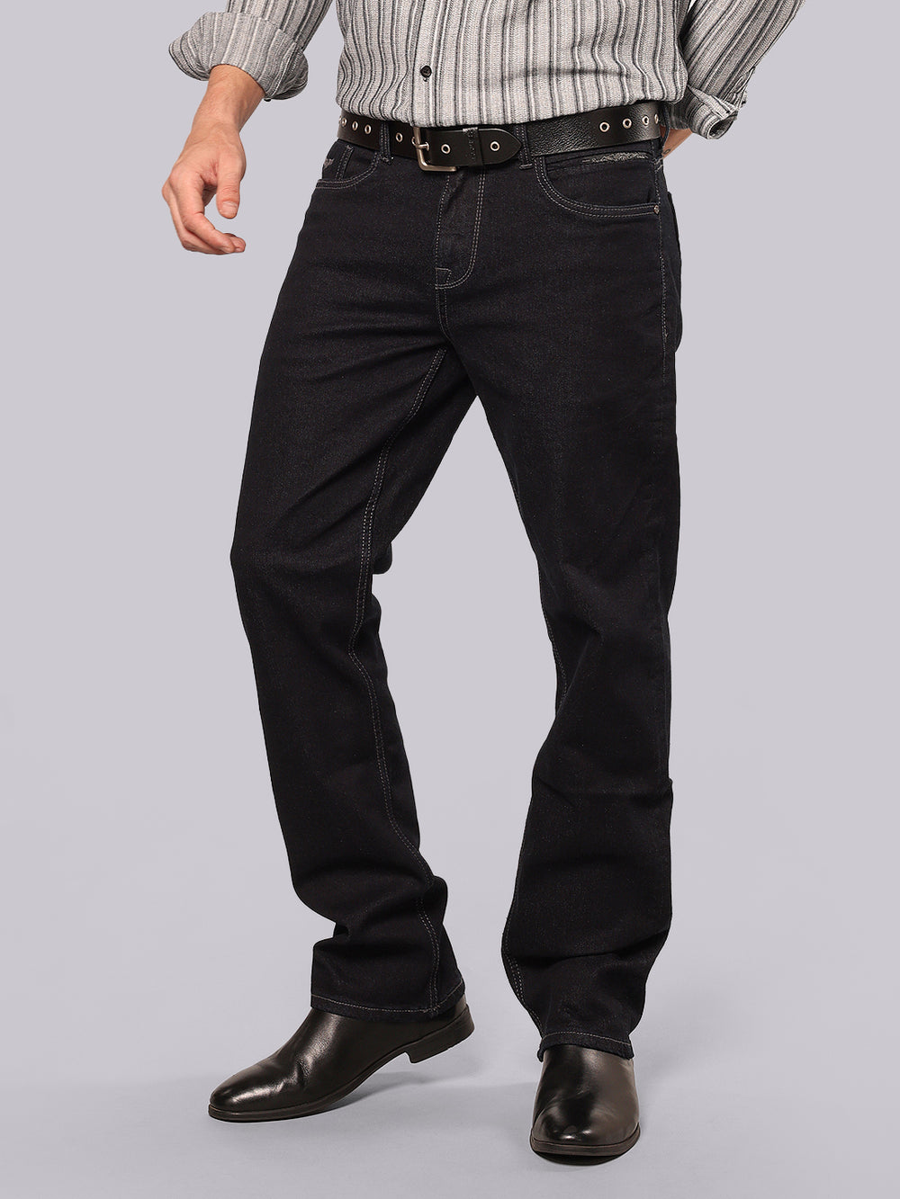 Dark Blue Midrise, Comfort And Straight Fit Stretch Jeans