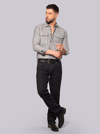 Dark Blue Midrise, Comfort And Straight Fit Stretch Jeans