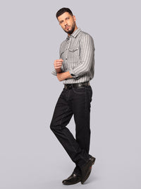 Dark Blue Midrise, Comfort And Straight Fit Stretch Jeans