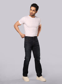 Dark Blue Midrise, Comfort And Straight Fit Stretch Jeans