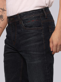 Dark Blue Midrise, Comfort And Straight Fit Stretch Jeans