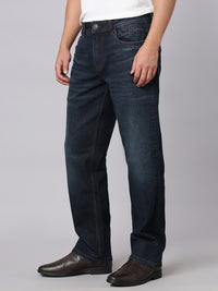 Dark Blue Midrise, Comfort And Straight Crop Length Stretch Jeans