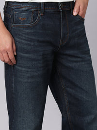Dark Blue Midrise, Comfort And Straight Crop Length Stretch Jeans