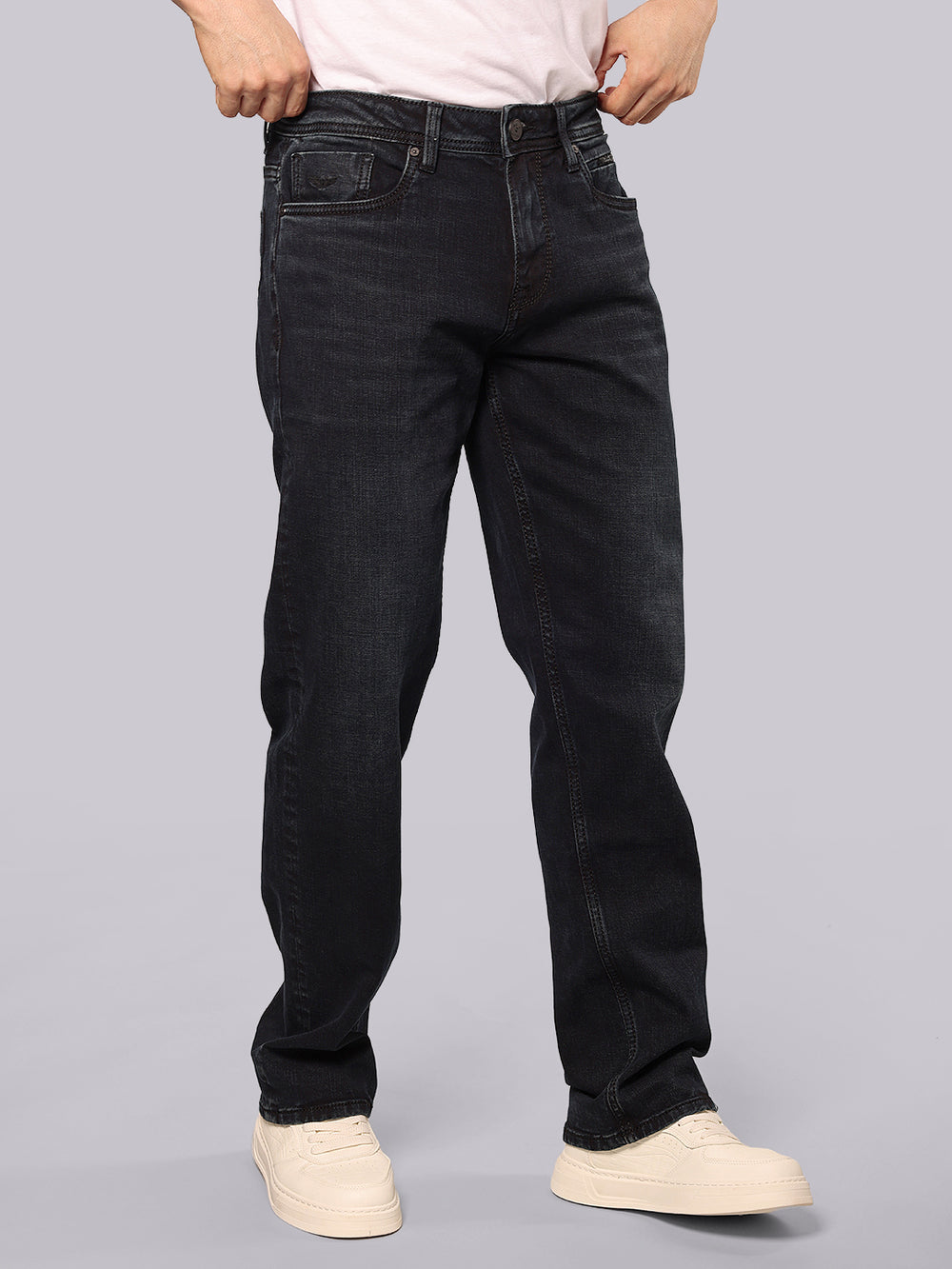 Dark Blue Midrise, Comfort And Straight Fit Stretch Jeans