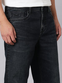 Dark Blue Midrise, Comfort And Straight Crop Length Stretch Jeans