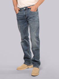 Med Blue Midrise, Comfort And Straight Fit Stretch Jeans