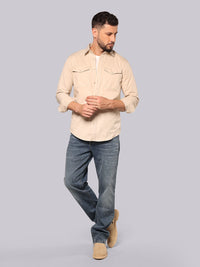 Med Blue Midrise, Comfort And Straight Fit Stretch Jeans