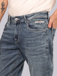 Med Blue Midrise, Comfort And Straight Fit Stretch Jeans