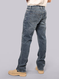 Med Blue Midrise, Comfort And Straight Fit Stretch Jeans