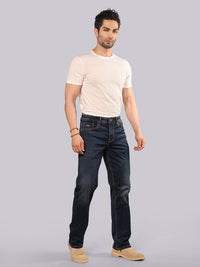 Dark Blue Midrise, Comfort And Straight Fit Stretch Jeans