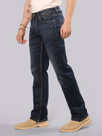 Dark Blue Midrise, Comfort And Straight Fit Stretch Jeans