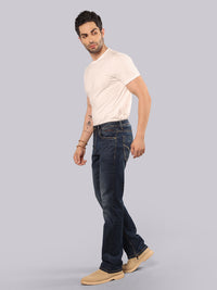 Dark Blue Midrise, Comfort And Straight Fit Stretch Jeans