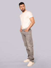 Med Grey Midrise, Comfort And Straight Fit Stretch Jeans
