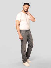 Grey Midrise, Comfort And Straight Fit Stretch Jeans