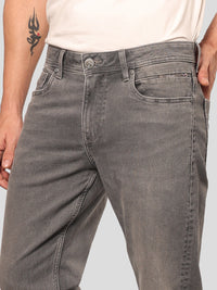 Grey Midrise, Comfort And Straight Fit Stretch Jeans