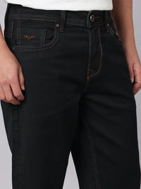 Dark Blue Midrise, Comfort And Straight Crop Length Stretch Jeans