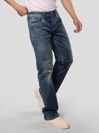Med Blue Midrise, Comfort And Straight Fit Stretch Jeans