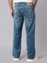 Med Blue Midrise, Comfort And Straight Crop Length Stretch Jeans